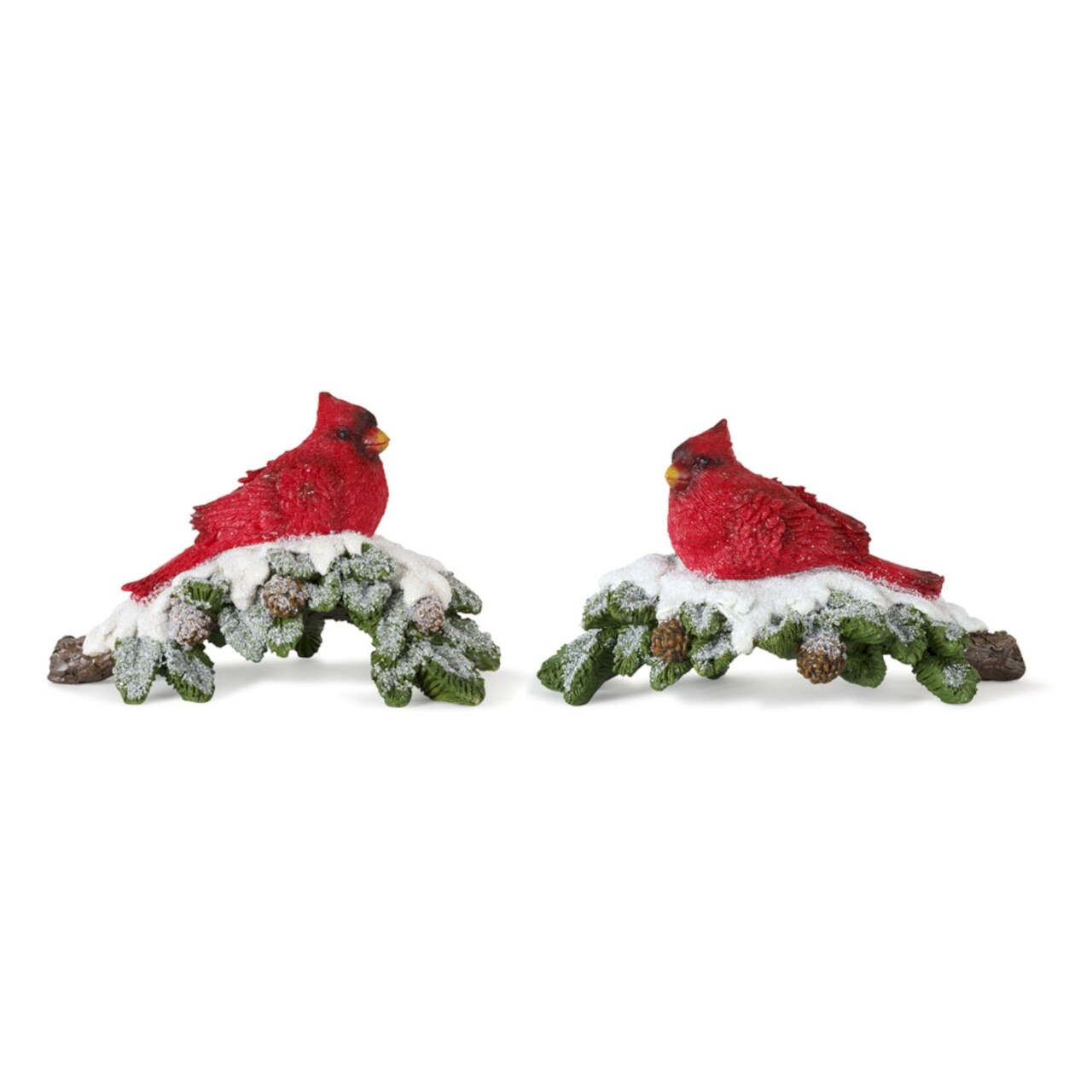 Contemporary Home Living Set of 4 Red and Green Cardinal on Branch Christmas Tabletop Figurines, 6"